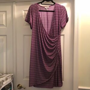 Dress Barn Purple and White Midi Dress